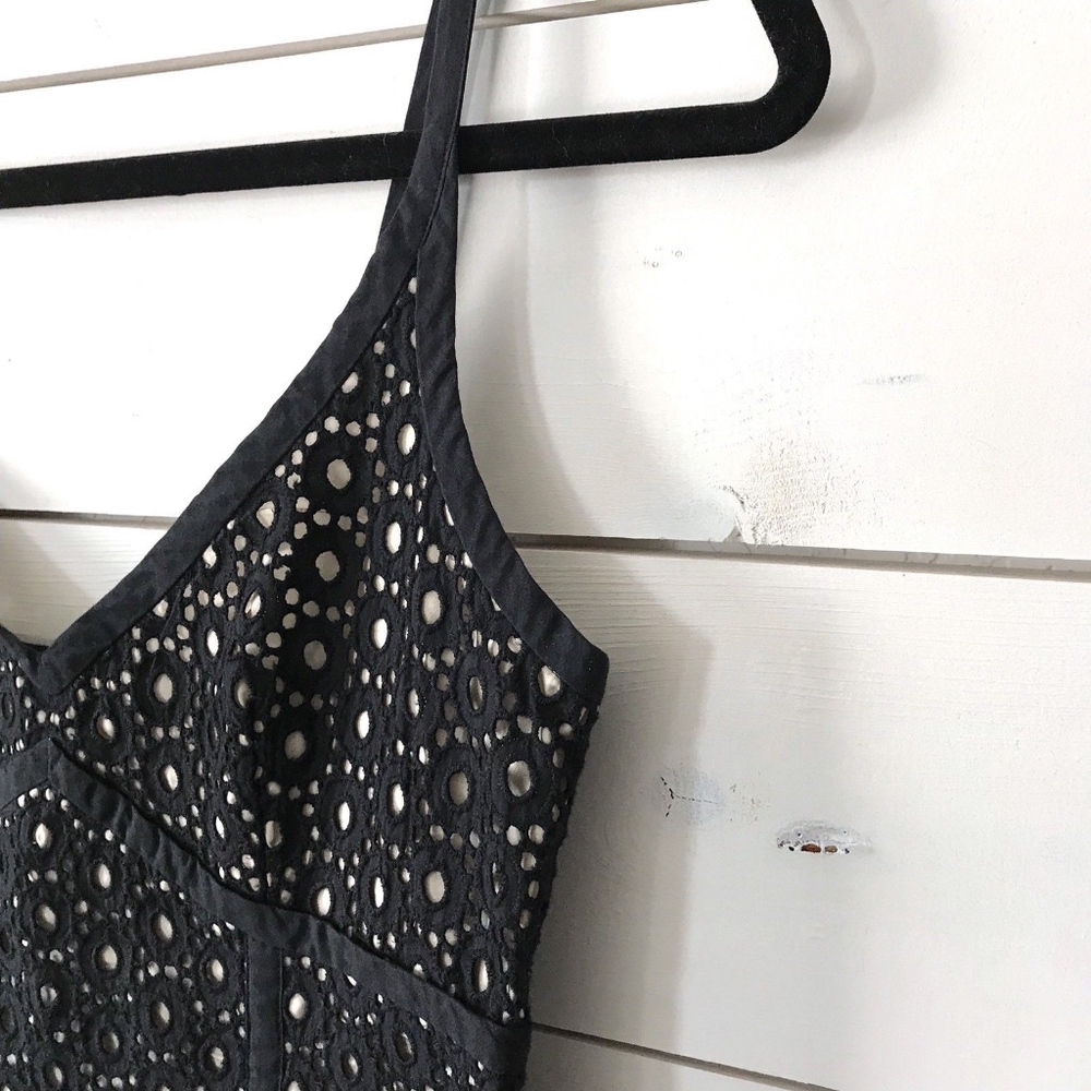 Susana Monaco Black Eyelet V-Neck Cocktail Dress - Picture 4 of 8